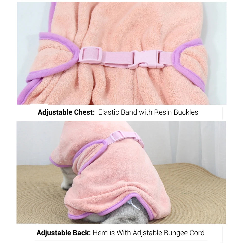 Adjustable chest and back detail of the MuddyMate dog drying robe
