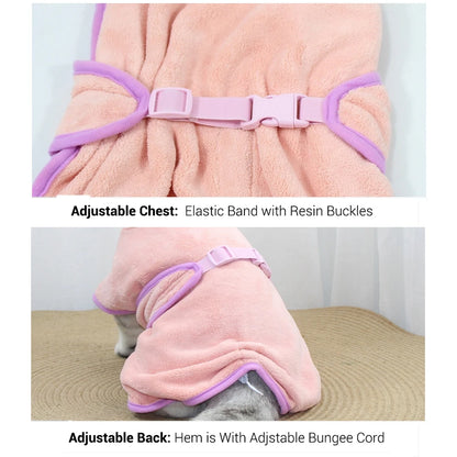 Adjustable chest and back detail of the MuddyMate dog drying robe