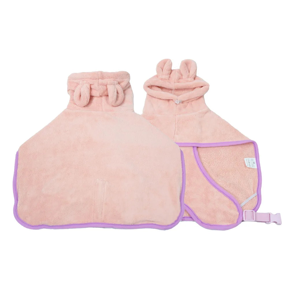 Pink MuddyMate dog bathrobe towel made from super-absorbent microfibre