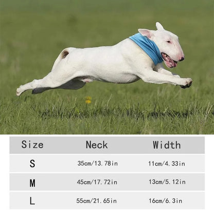 ChillMate cooling bandana size guide for small medium large dogs